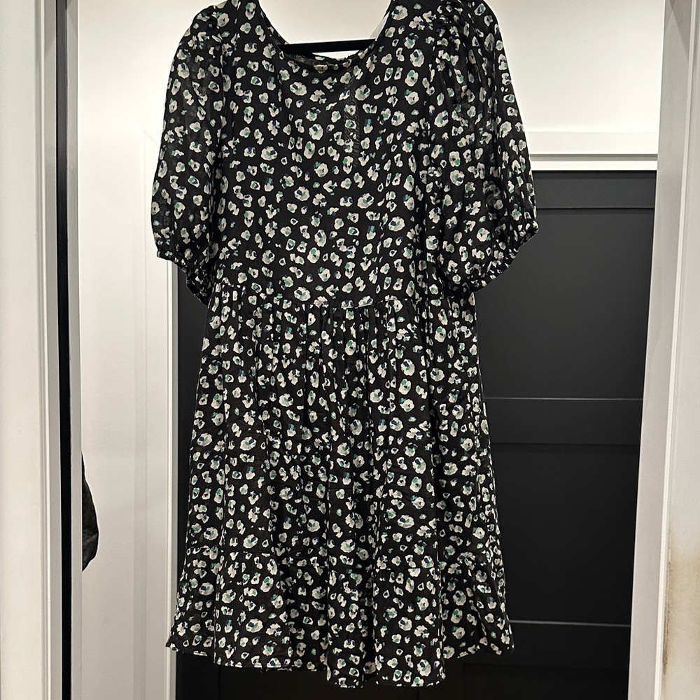 ba&sh Black and Green Patterned Dress